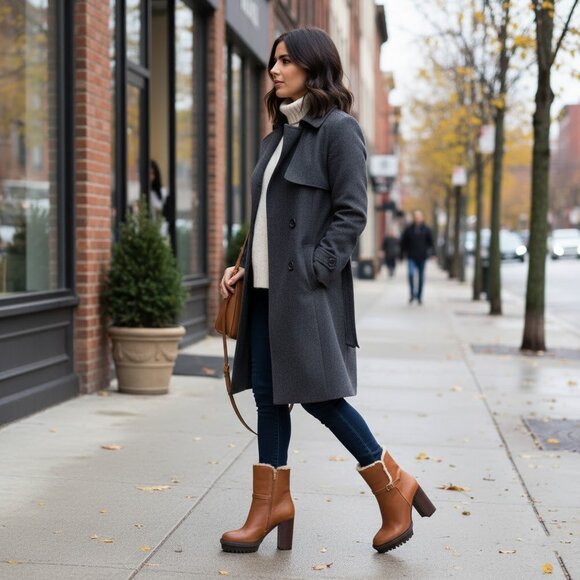 Vince Camuto NWT Women’s Egretala Shearling Leather Side Zip Heel Ankle Boots - Picture 2 of 12